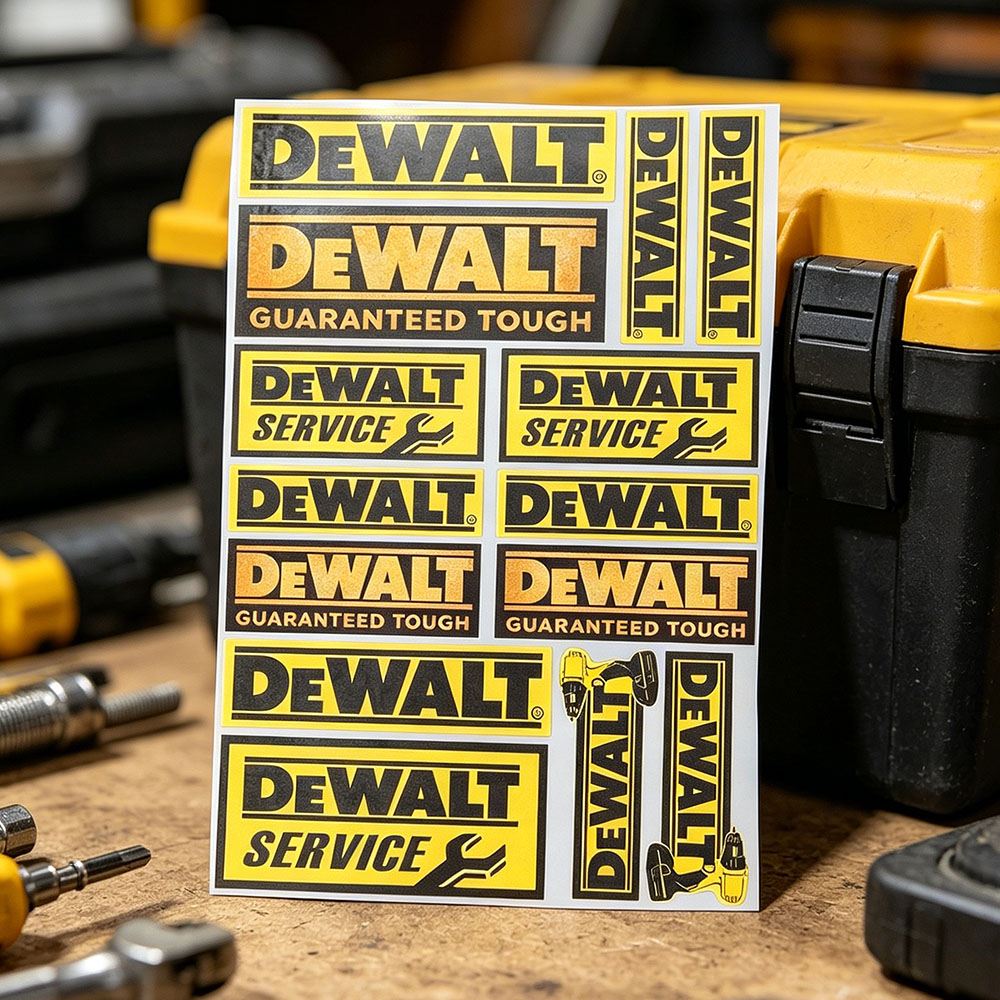 Workshop Tools Logo - DeWalt Logo Vinil Yansıtıcı Çıkartmalar Su